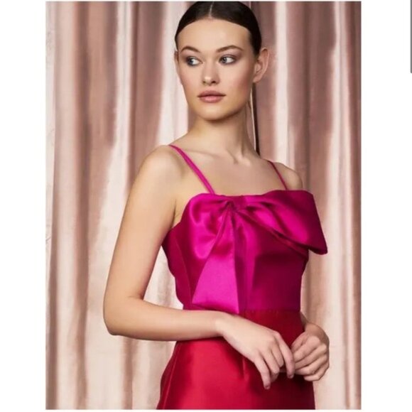 Anthropologie Hutch Bow Tie Mini Dress 6 Pink Red Cocktail Party Prom Boho - Picture 13 of 13